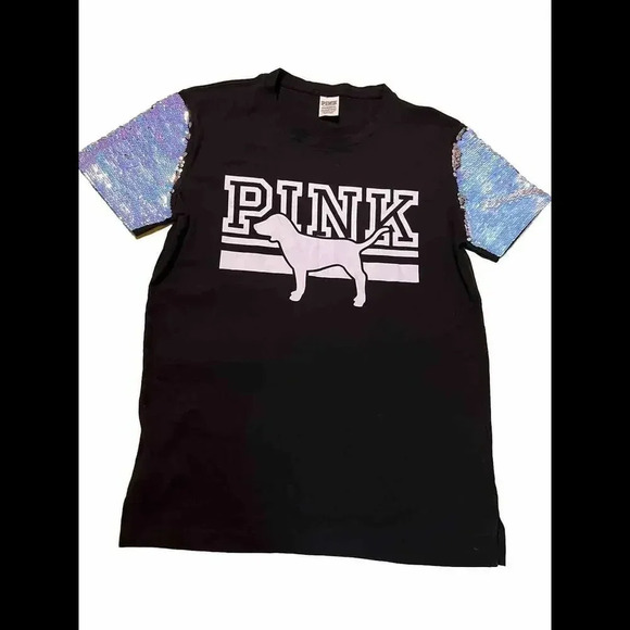 PINK Victoria’s Secret Black Iridescent Mermaid Bedazzled Sequin Bling XS Y2K - Picture 1 of 6